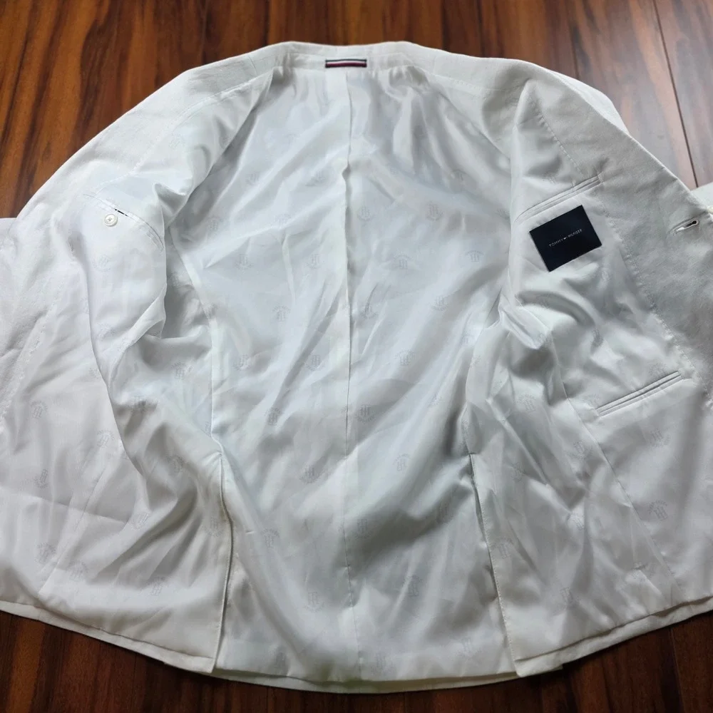 Tommy Hilfiger Mens 38R White 100% Linen 2-Button Blazer Sport Coat New